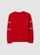 Maglione rosso in misto cotone jacquard girocollo_5