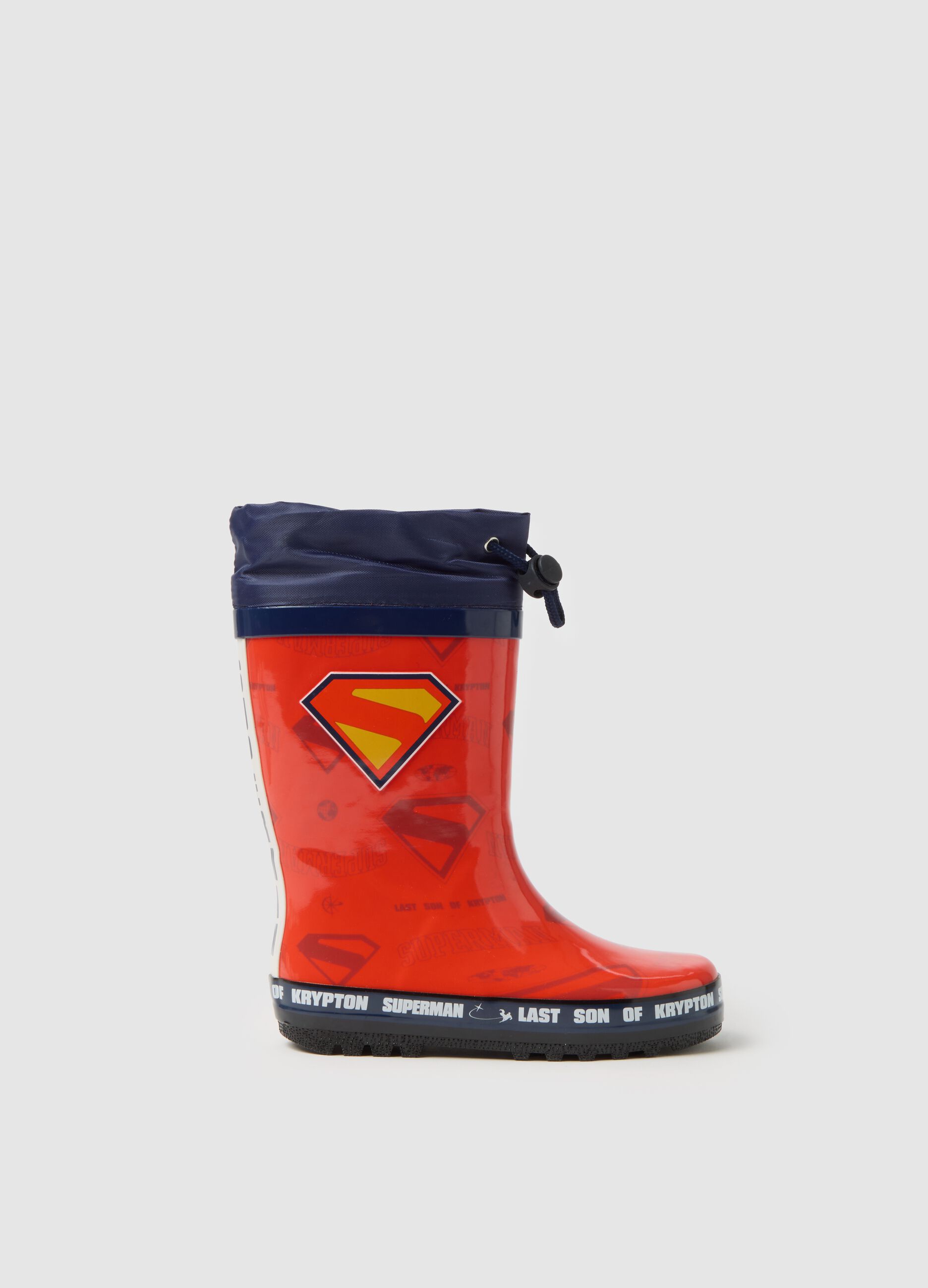Botas de borracha vermelhas multicolores para crianças com logótipo do Superman
