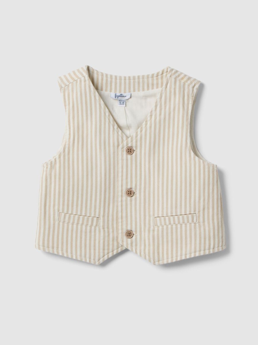 Gilet foderato in puro cotone a righe multicolor da bimbo regular fit_0
