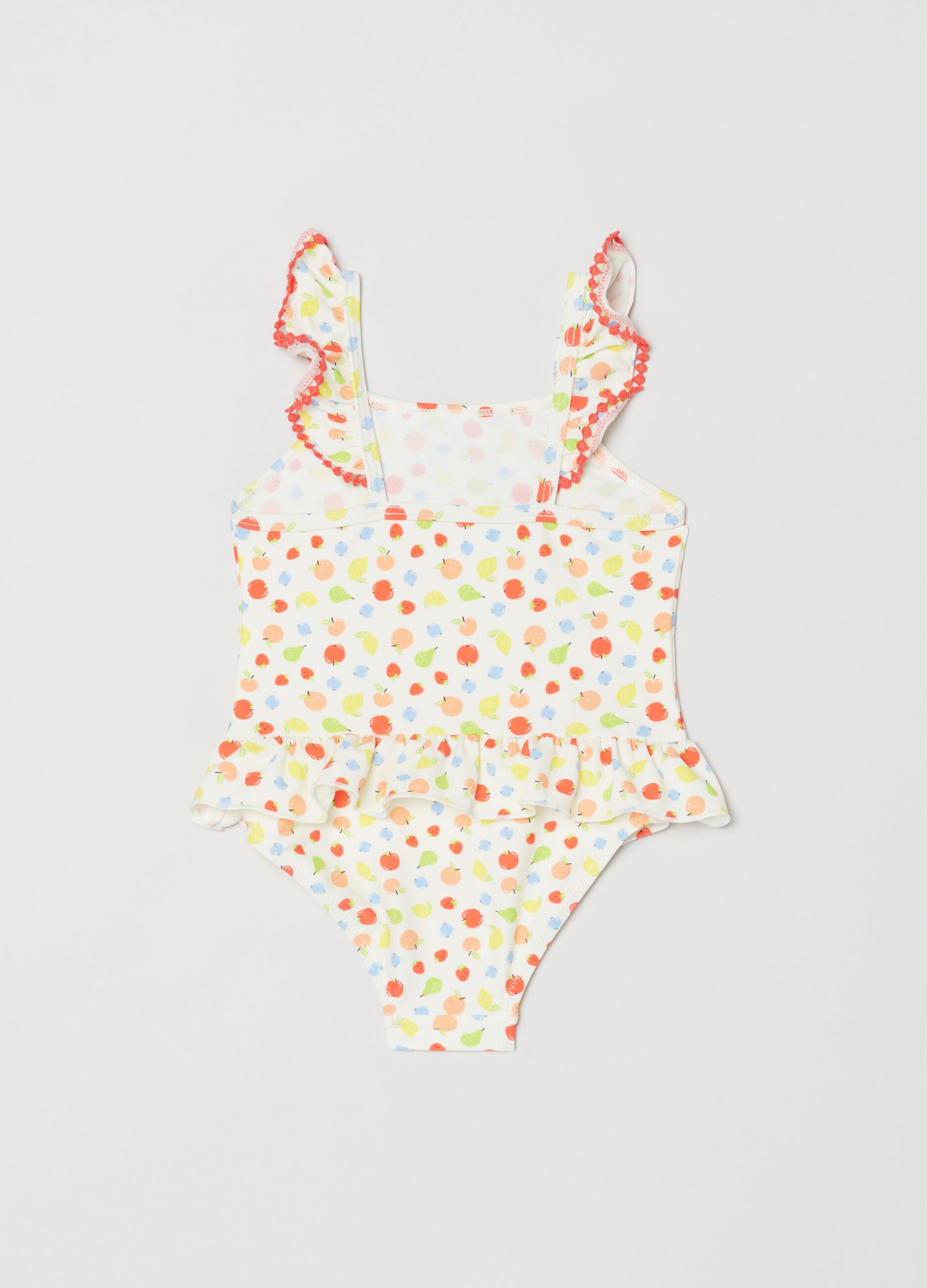 One-piece swimsuit with fruit print