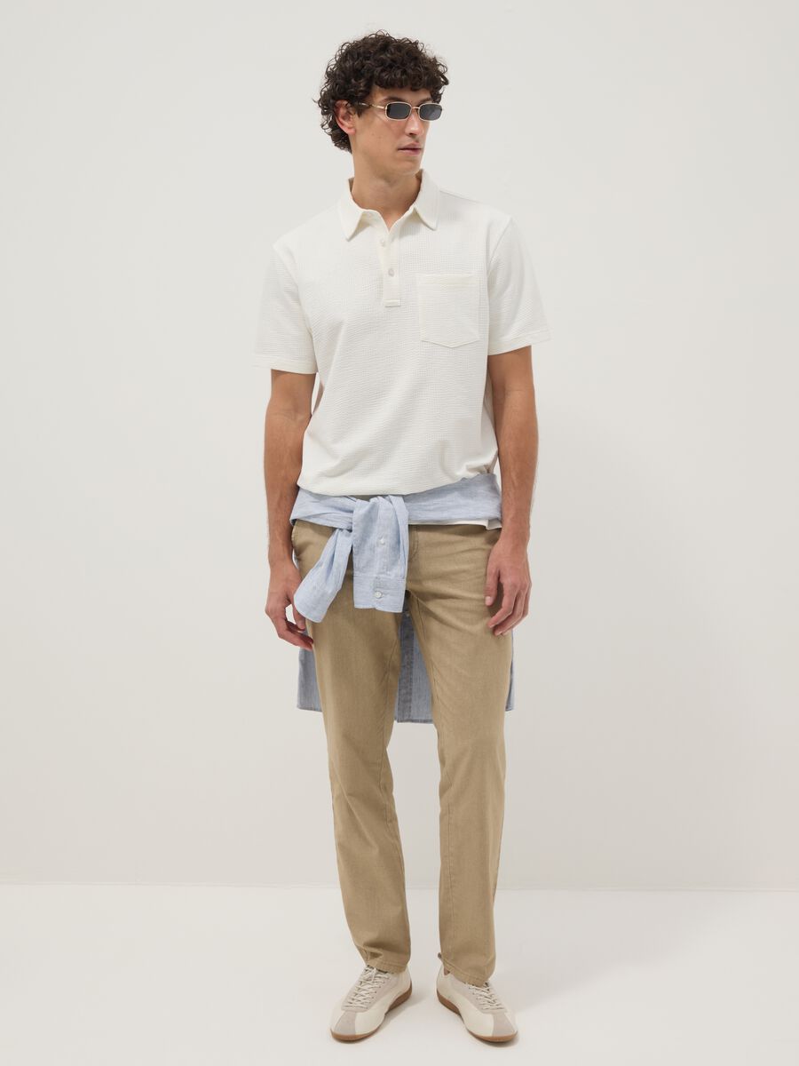White short-sleeve stretch polo shirt_2
