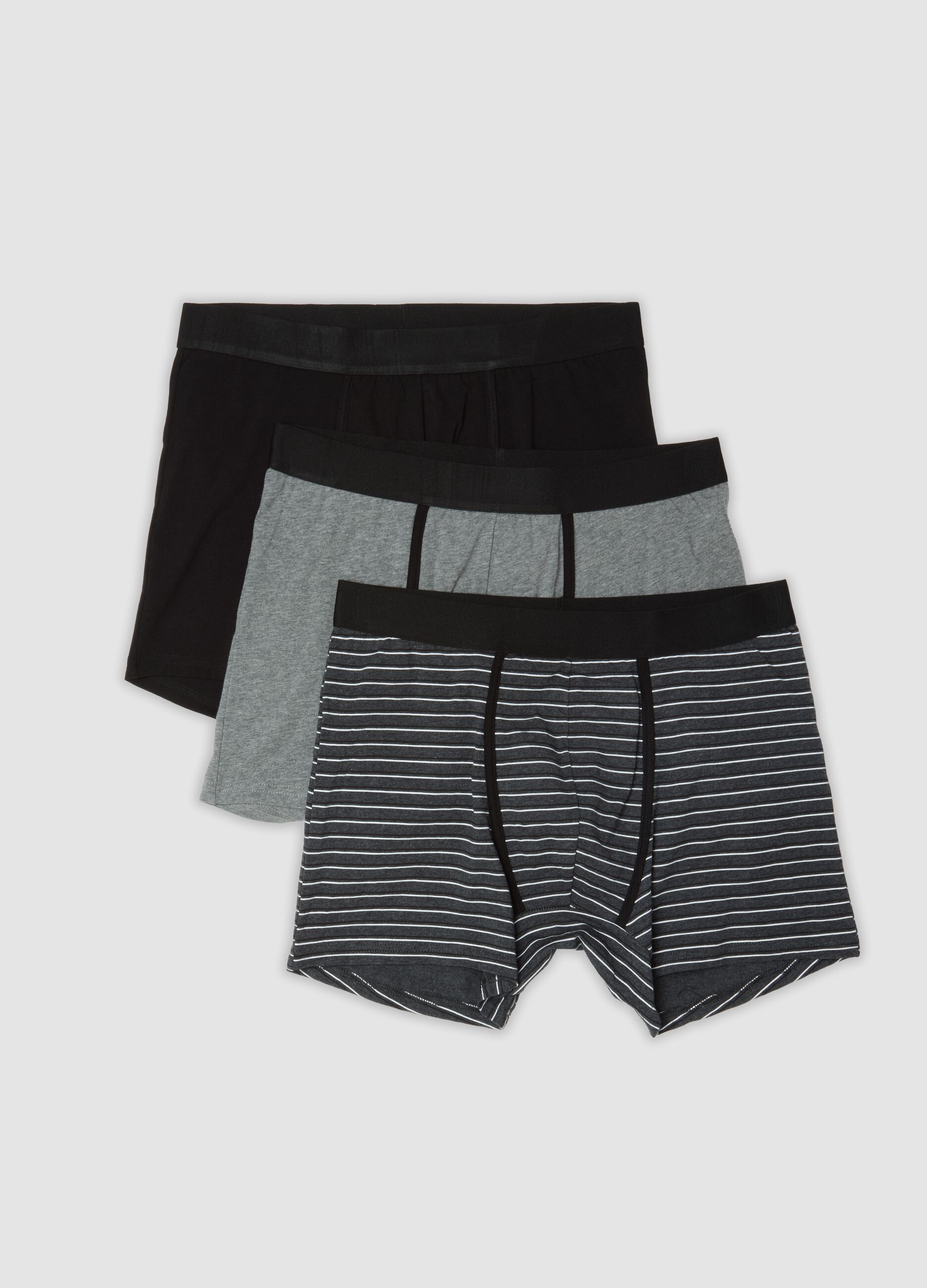 3er-Pack graue Midi-Boxershorts aus elastischer Bio-Baumwolle
