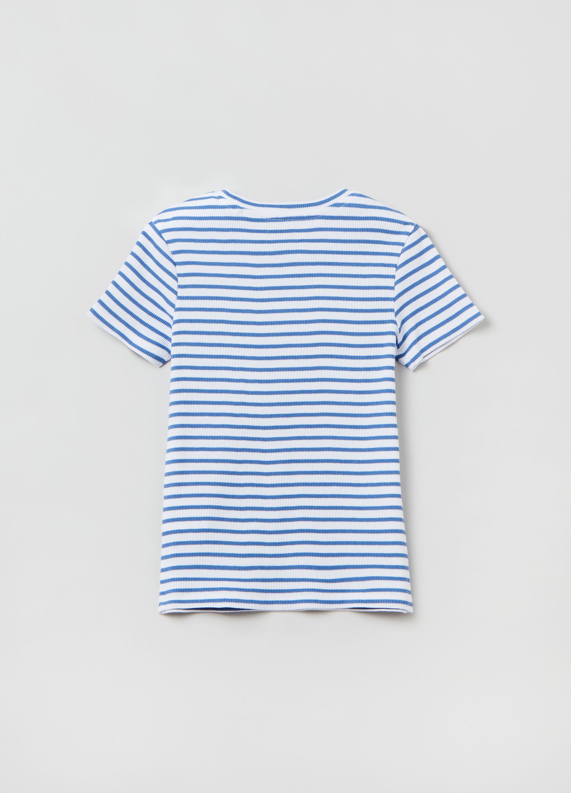 Ribbed T-shirt with striped pattern