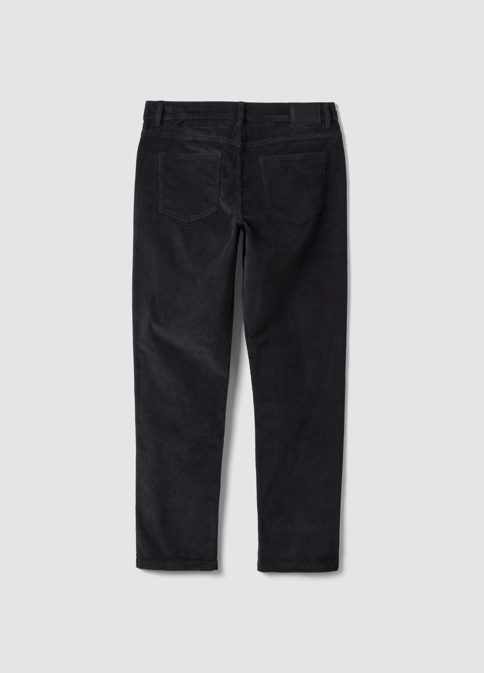 Pantaloni grigi in cotone elasticizzato a coste slim fit