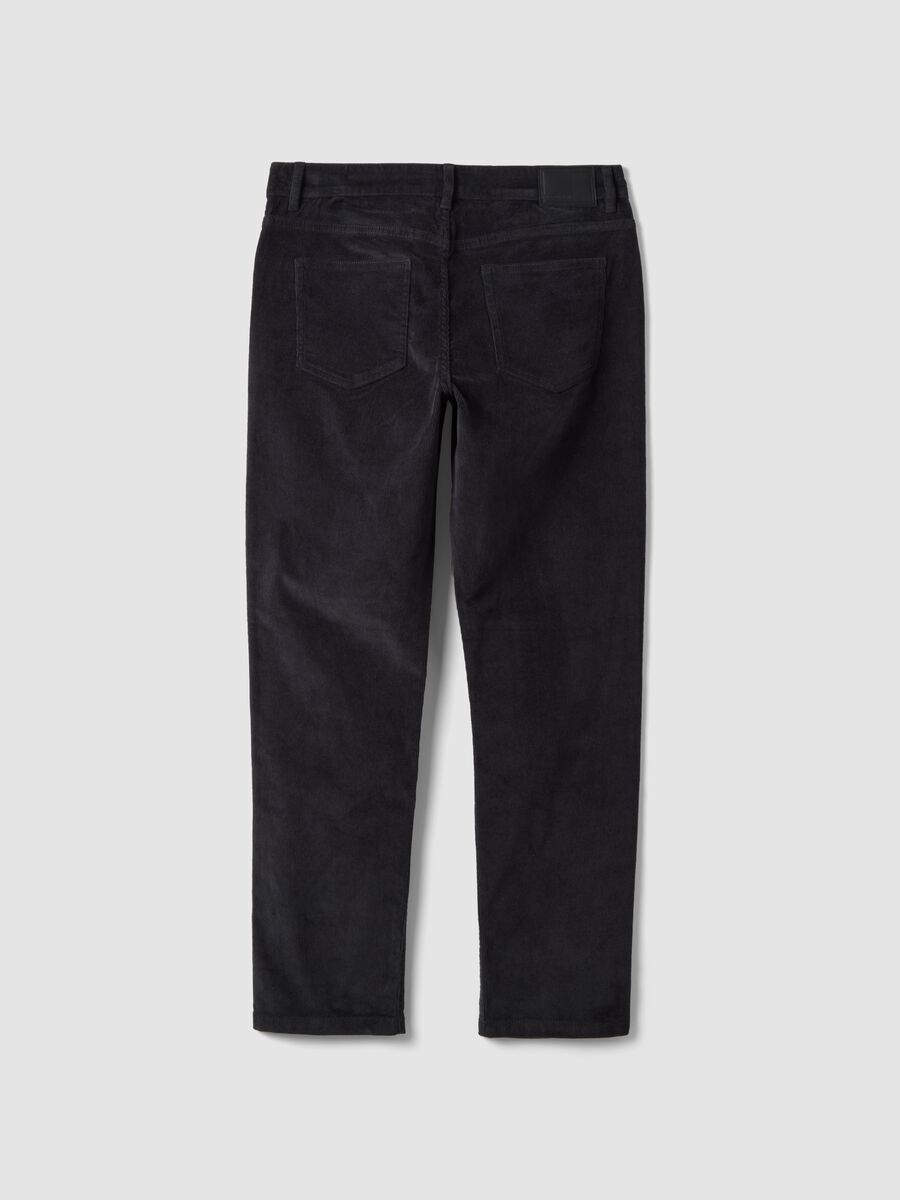 Pantaloni grigi in cotone elasticizzato a coste slim fit_2