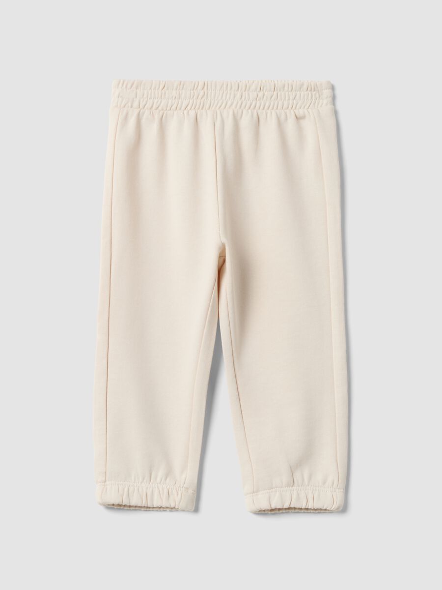 Pantaloni jogger bianchi in puro cotone per bimba_0