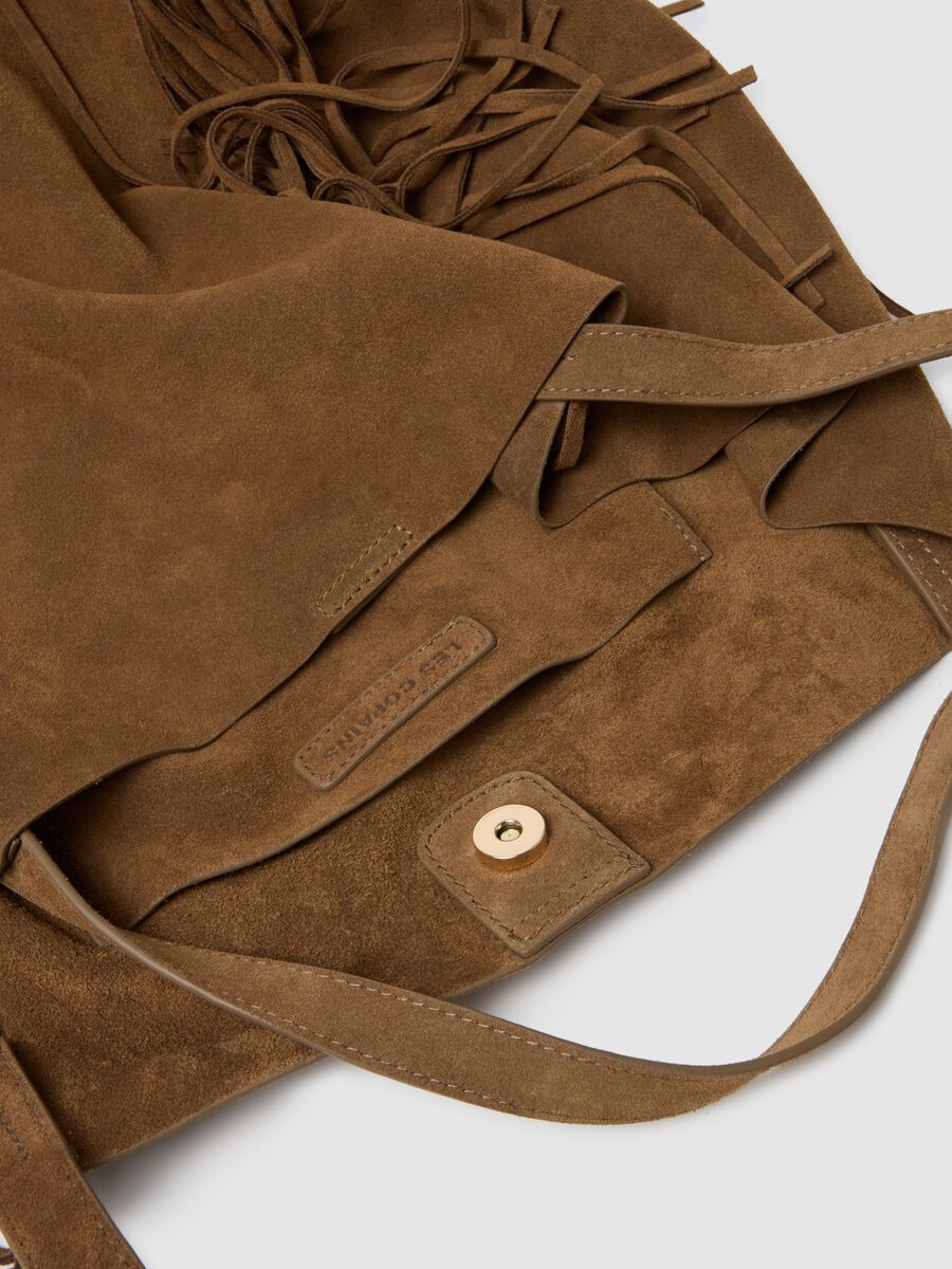 Brown Genuine Leather Shopper Bag with Fringes_2