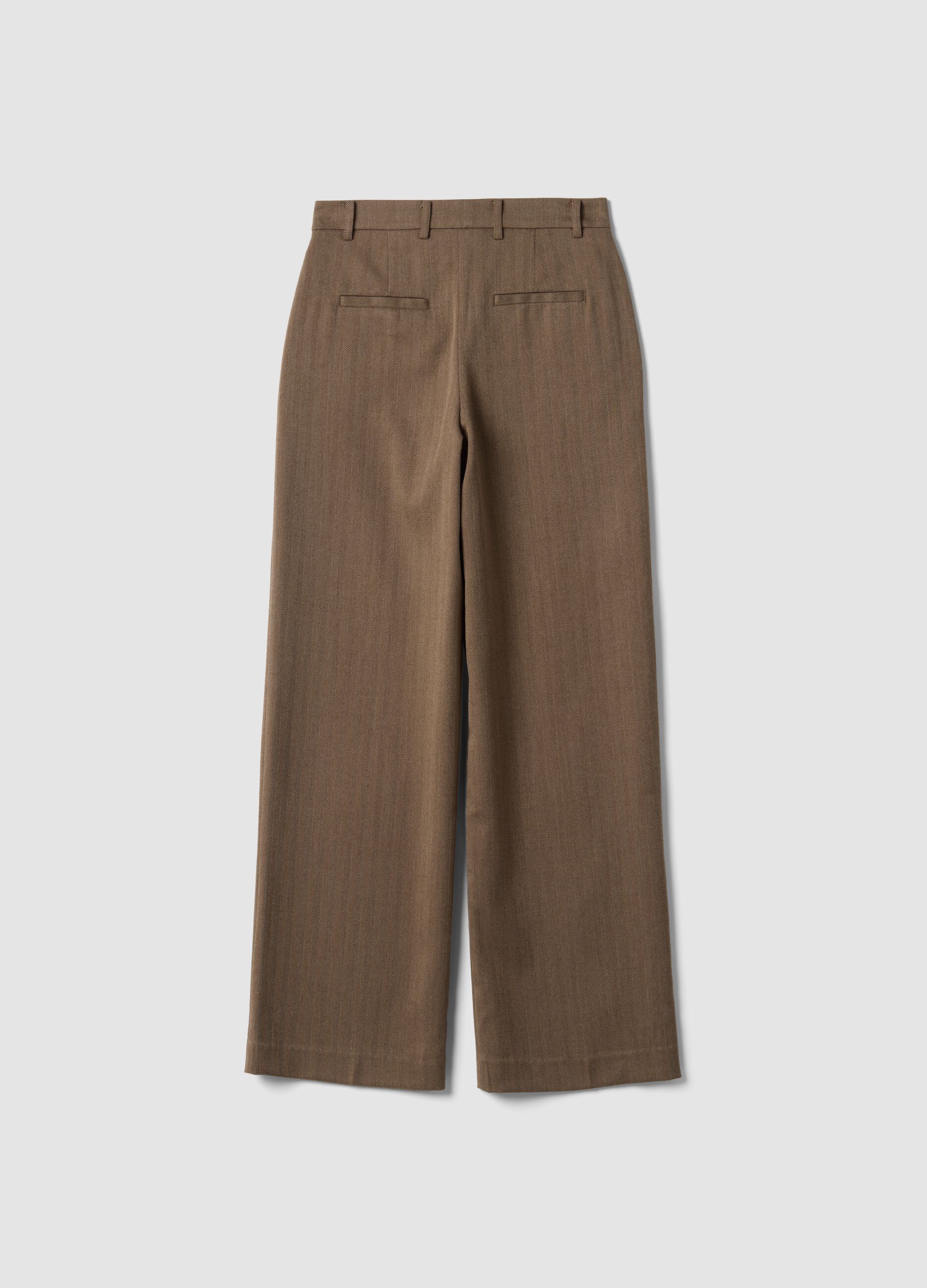 Braune formelle Hose aus Stretch-Viskose im Regular Fit