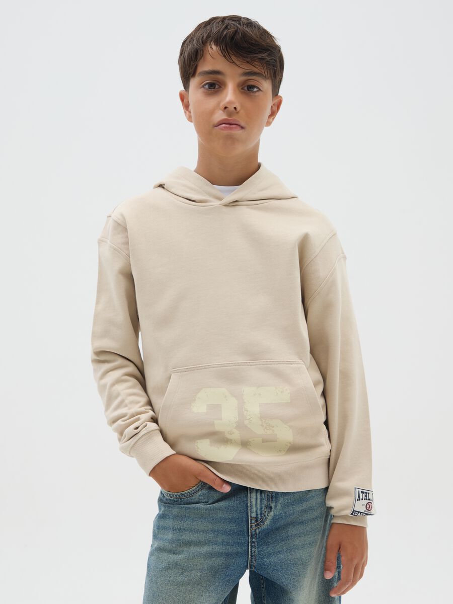 Boys' beige pure cotton regular fit sweatshirt_0
