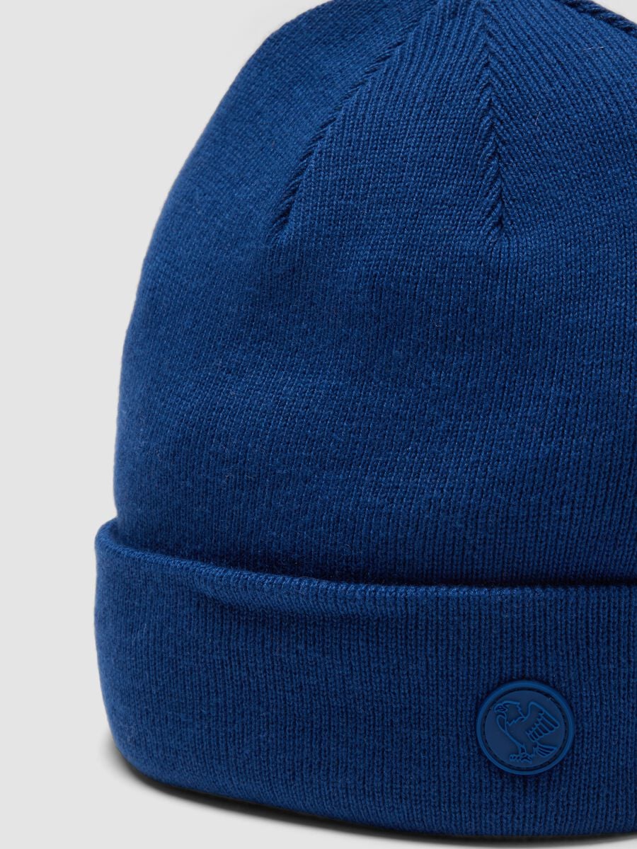 Blaue Beanie aus Baumwollmix in Jersey-Strick_2