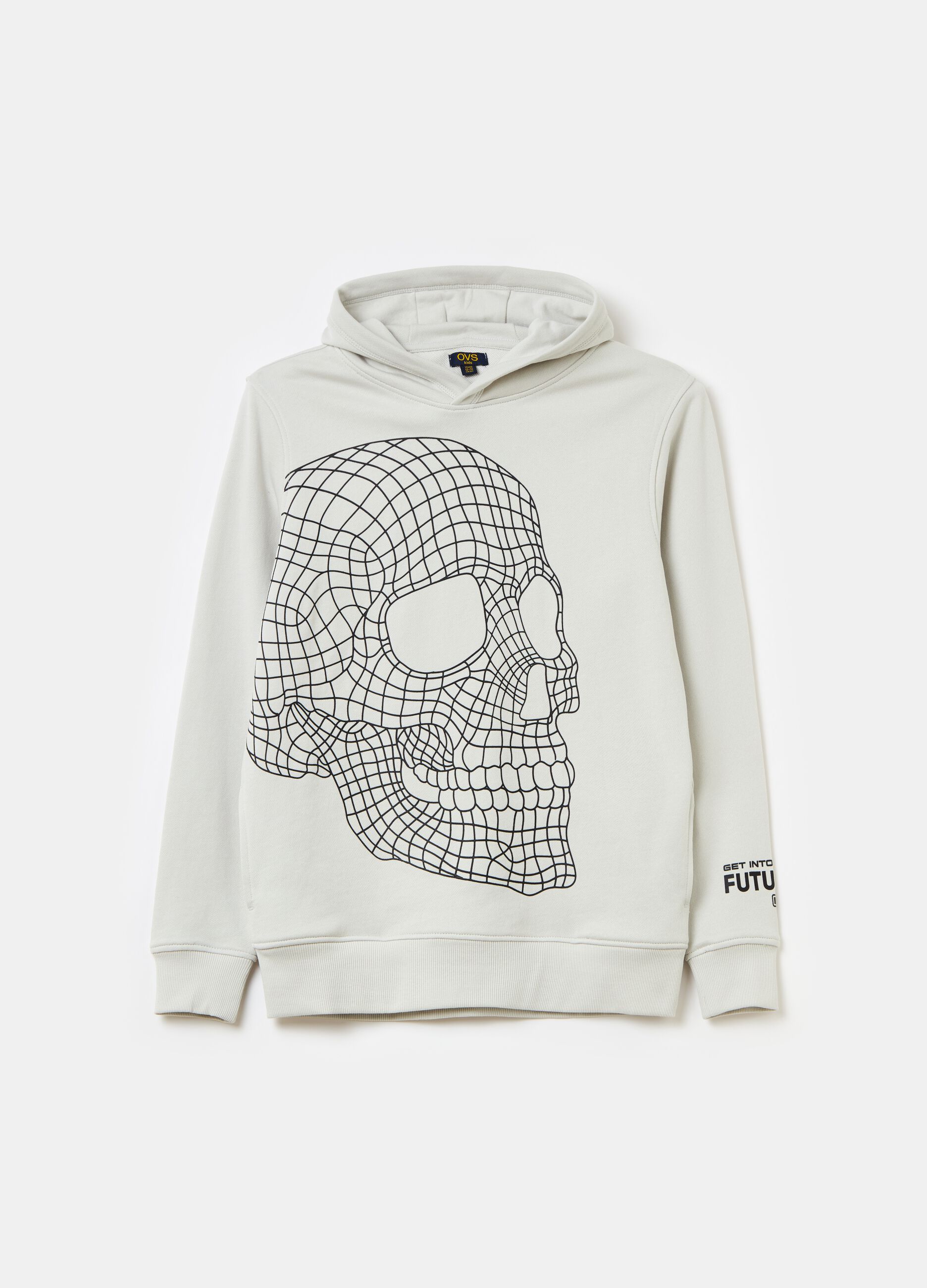 Sweatshirt with hood and skull print