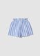 Girls&rsquo; pure cotton shorts with white and light blue stripes and prints_1
