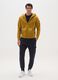 Yellow regular fit cotton blend hoodie with zip_1