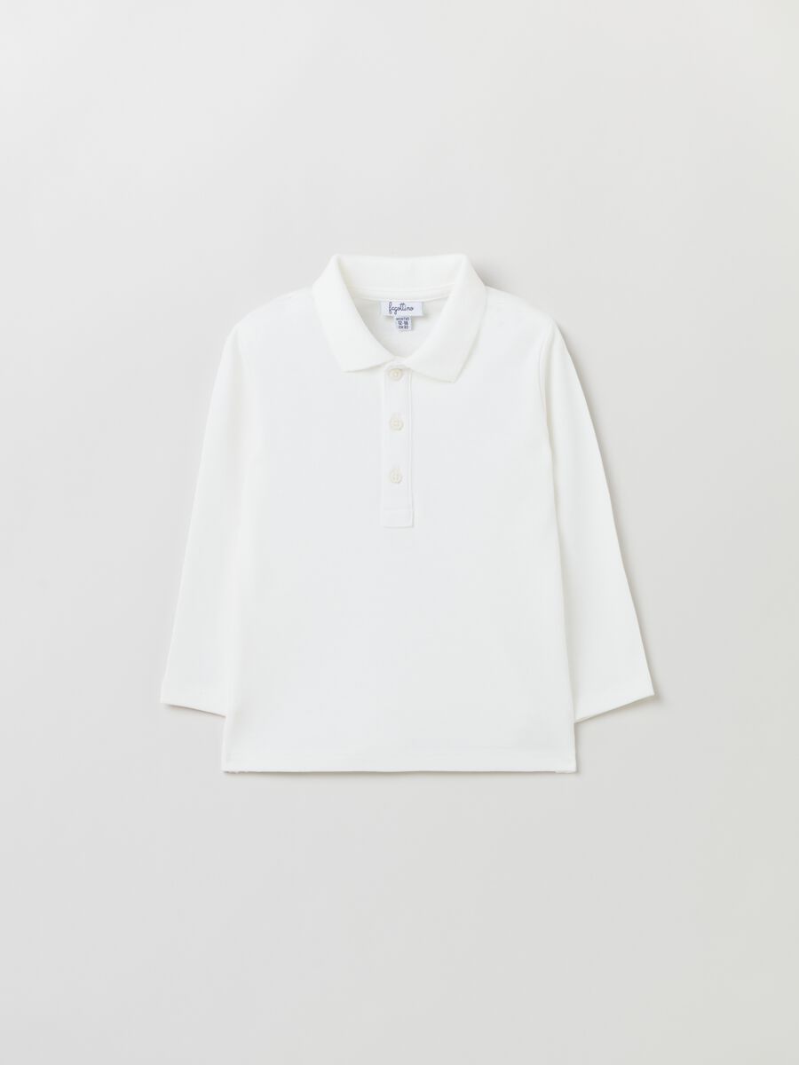 Long-sleeved polo shirt in cotton interlock_0