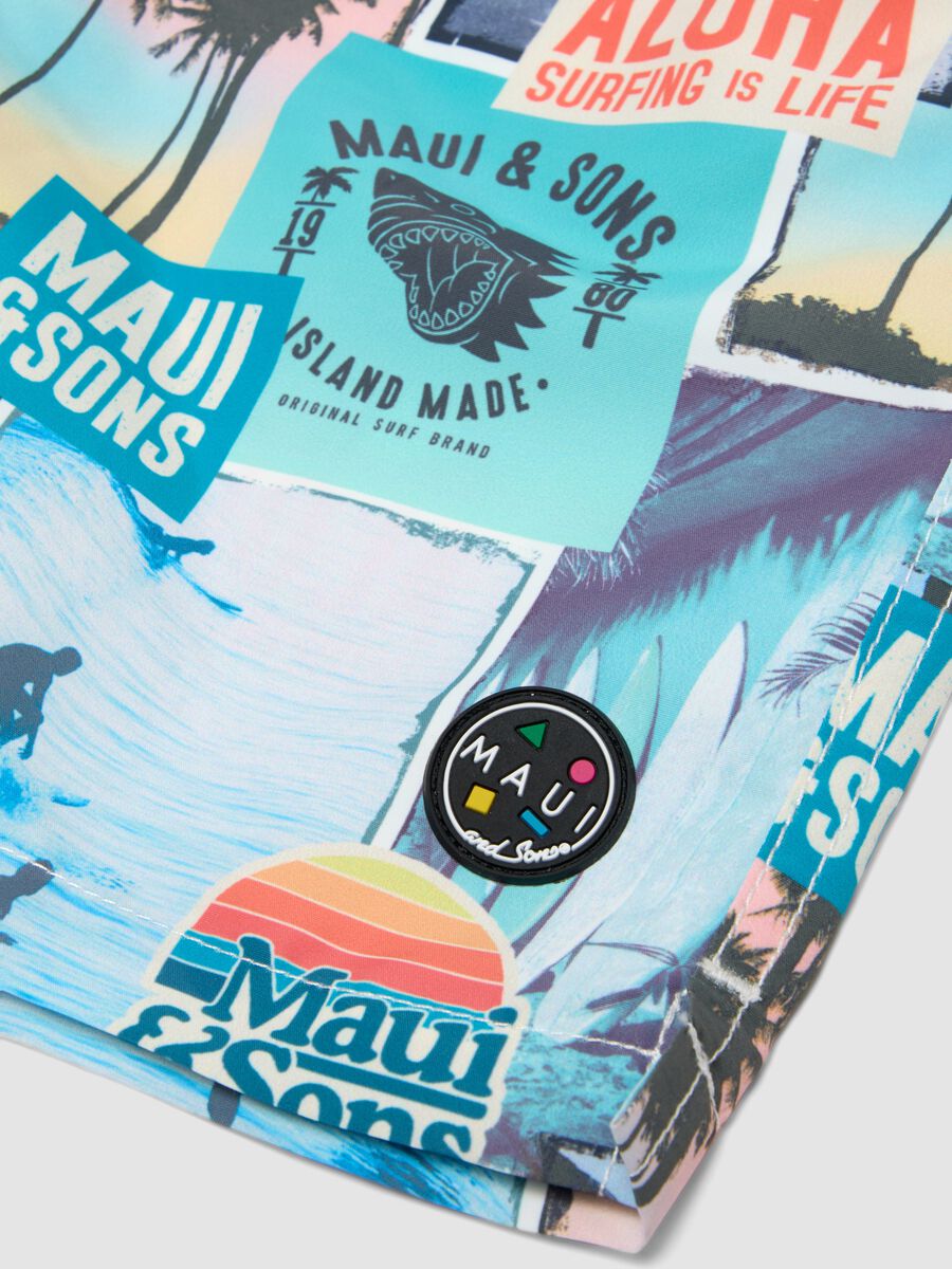 Short de bain multicolore &agrave; imprim&eacute; tropical_3