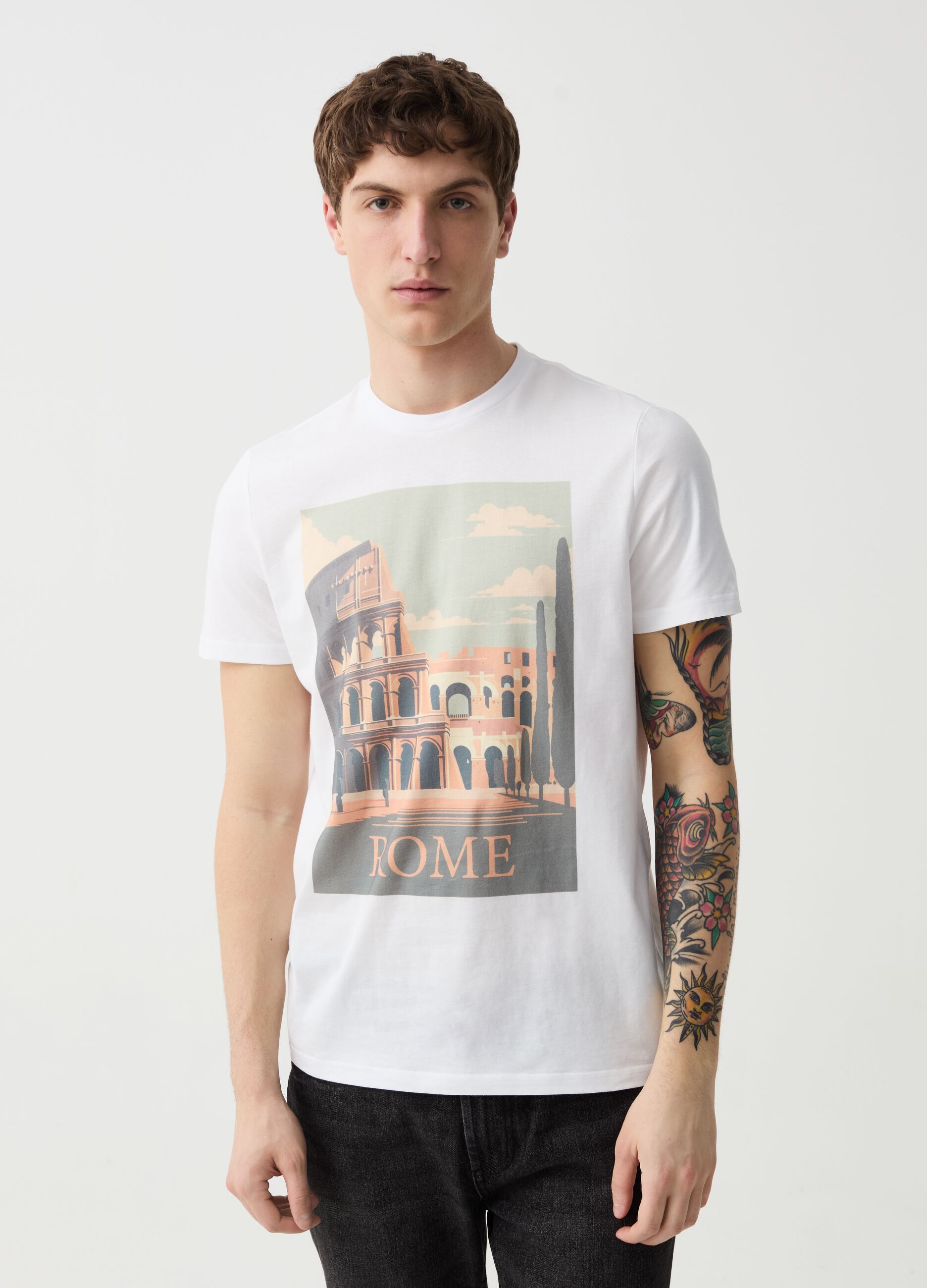 T-shirt with Roma Colosseo print