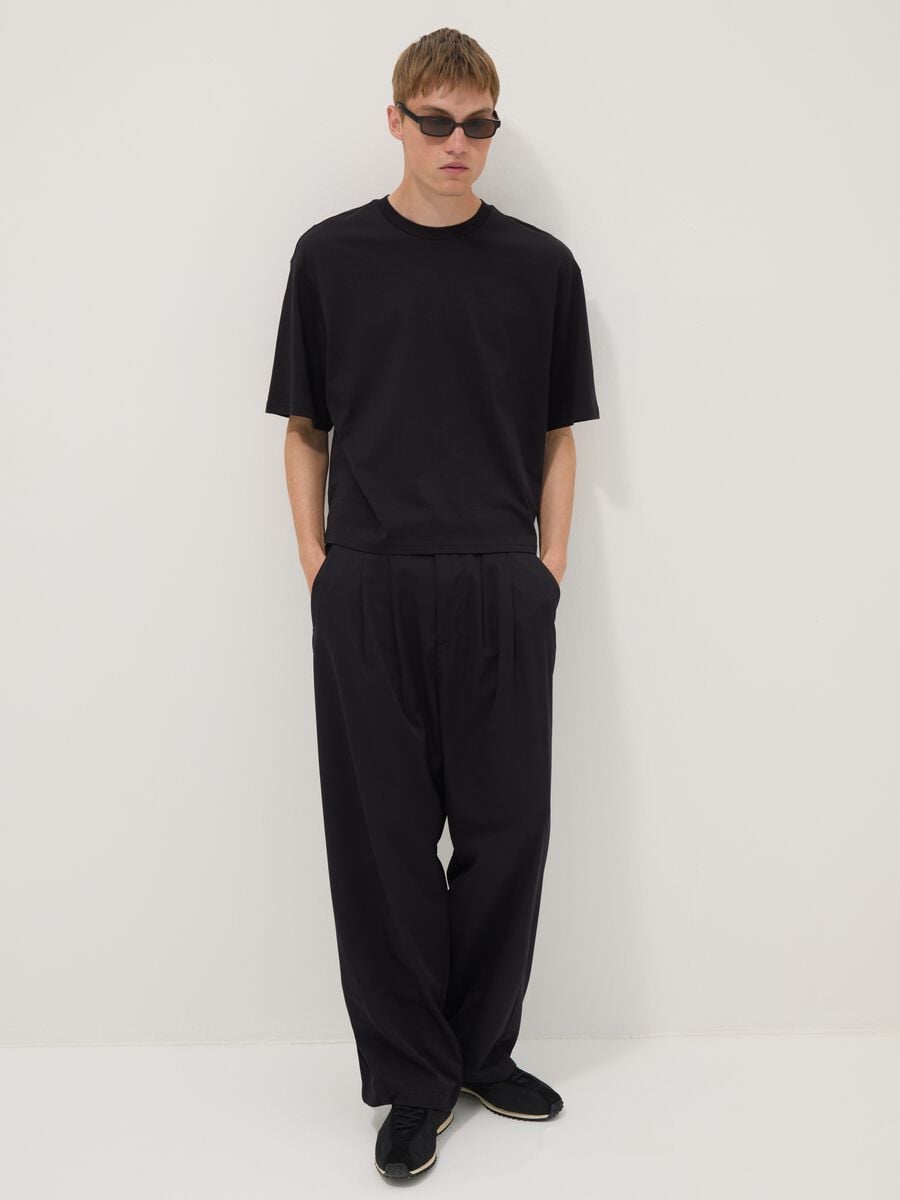 Black pure cotton short-sleeve T-shirt_2