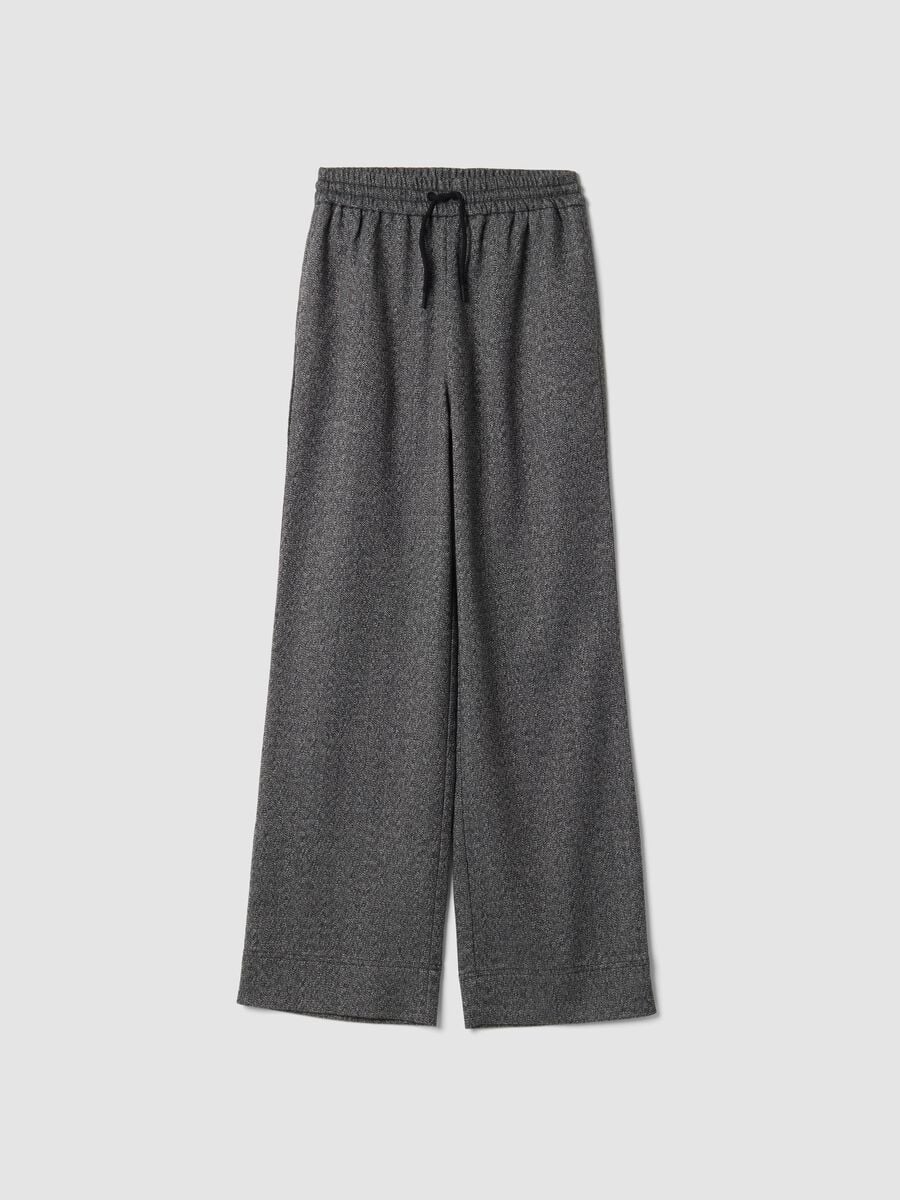 Grey stretch viscose-blend wide-leg joggers with pattern_5