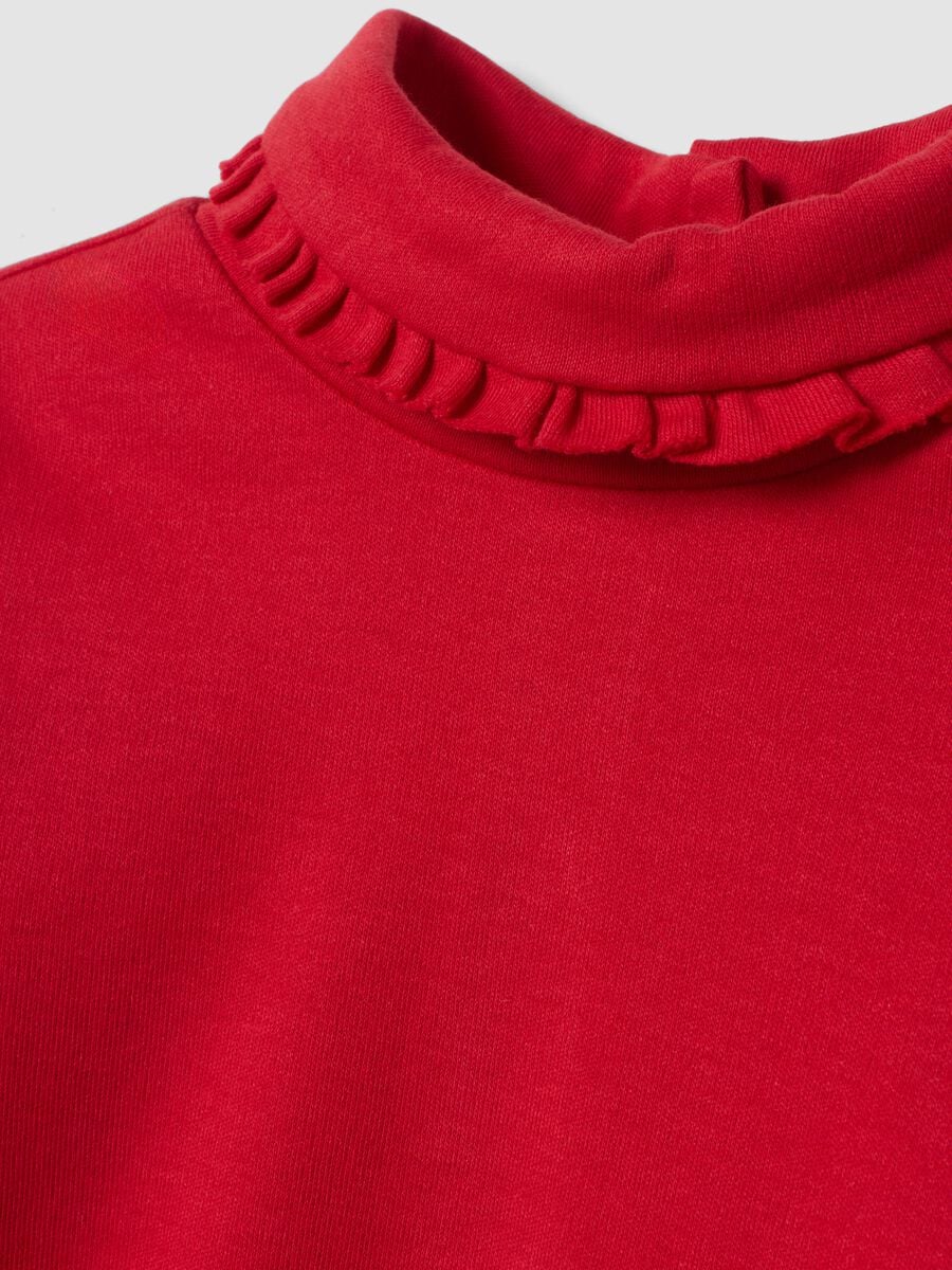Red pure cotton high-neck T-shirt_2