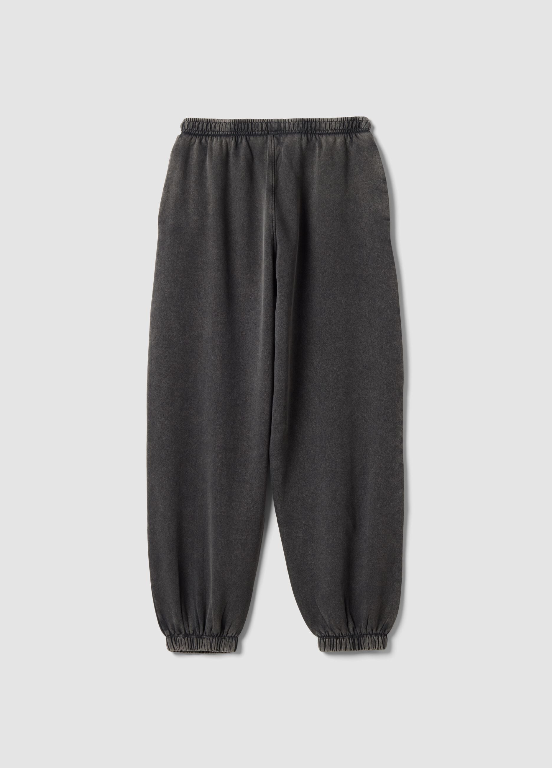 Graue Joggerhose aus Baumwollmix mit Kordelzug