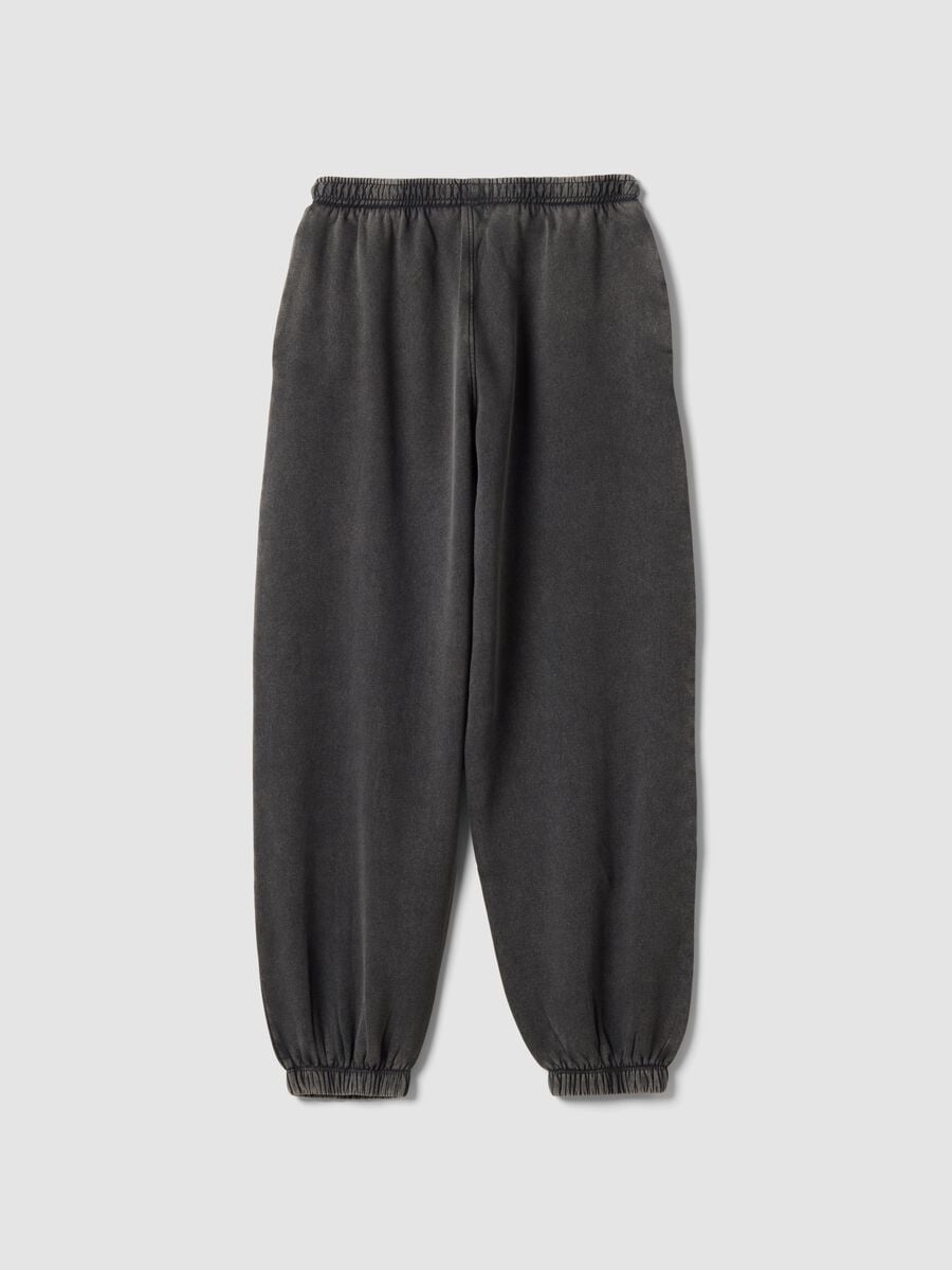 Grey cotton-blend jogger trousers with drawstring_7