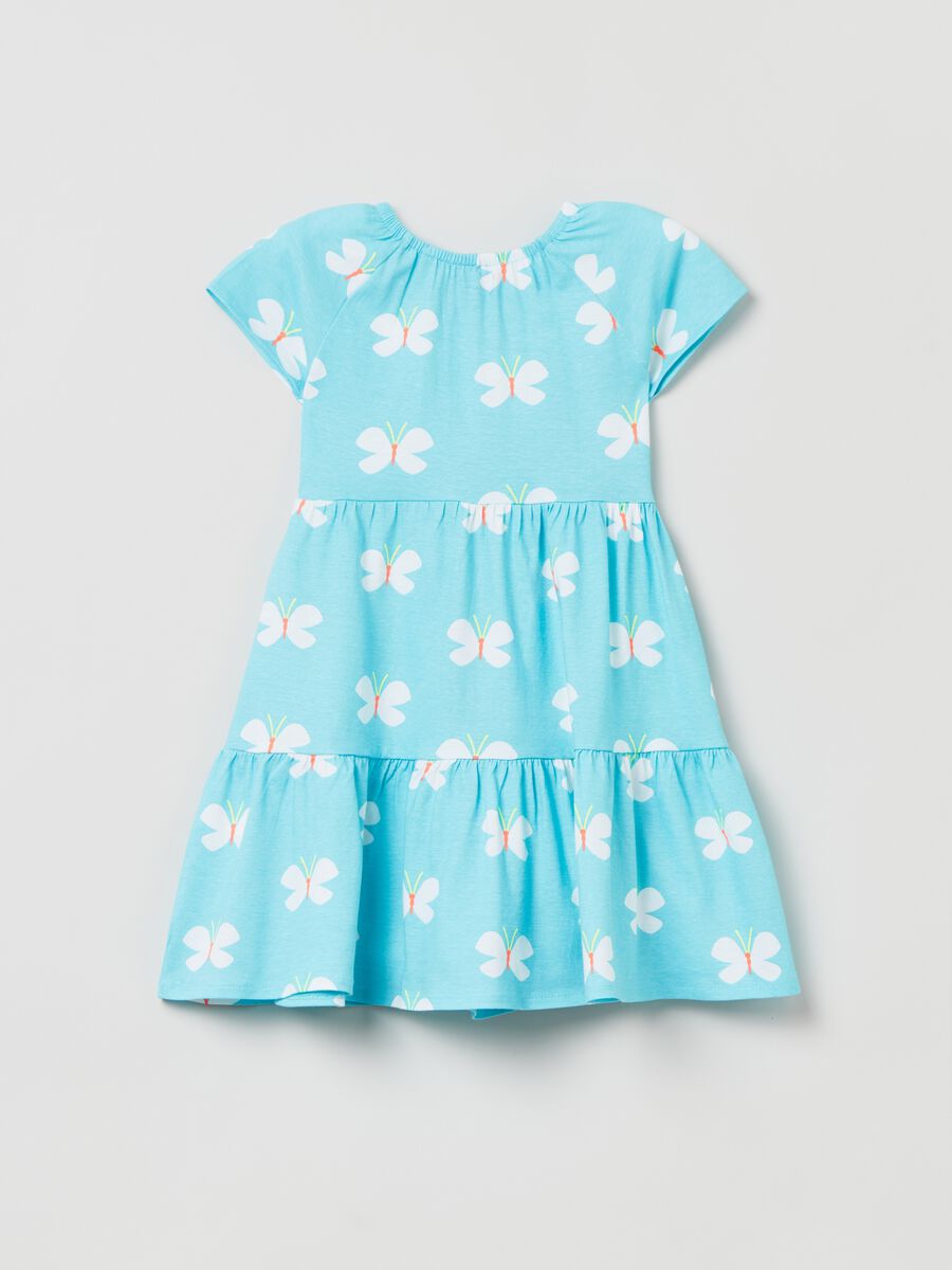 Dress with butterfly print flounce_1