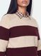 Beiger, gestreifter Crew-Neck-Pullover aus Stretchwolle_3