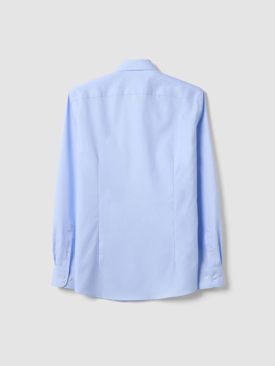 Light blue pure cotton shirt with classic collar, slim fit, non-iron_1