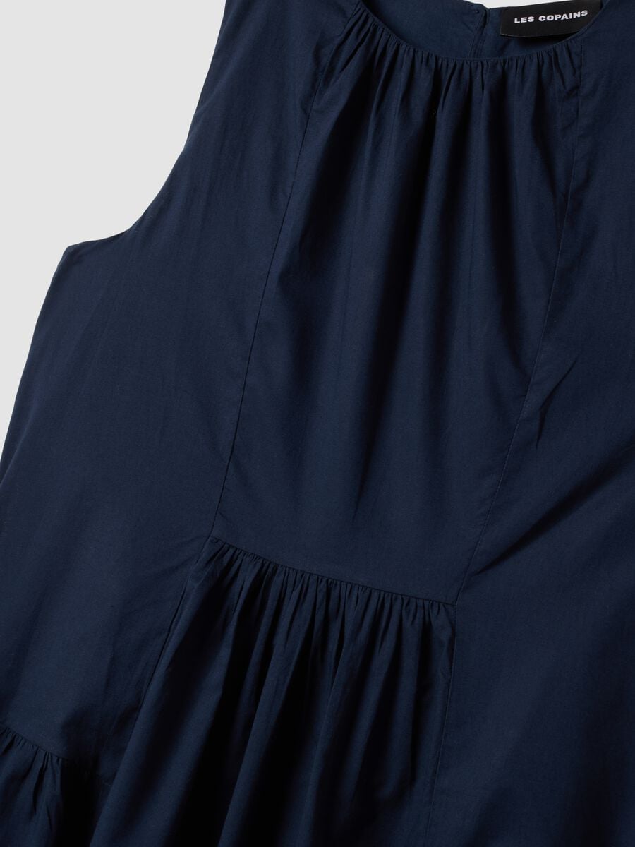 Vestido midi azul de puro algod&oacute;n, corte regular con frunces_5
