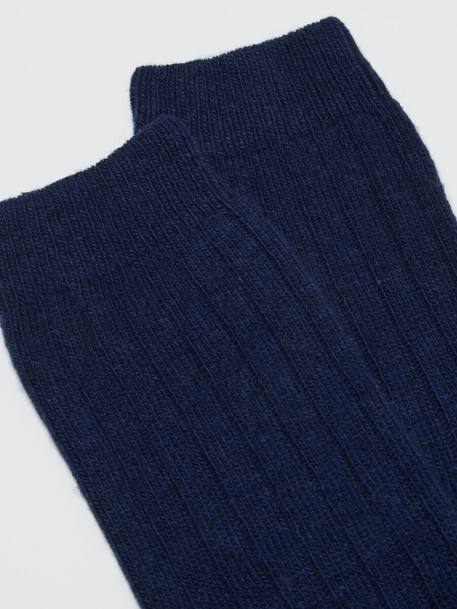 Blue Ribbed Knee-High Socks_1