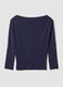 T-shirt blu in viscosa elasticizzata con scollo a barchetta_6