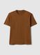 Relaxed fit brown cotton crew neck t-shirt_0