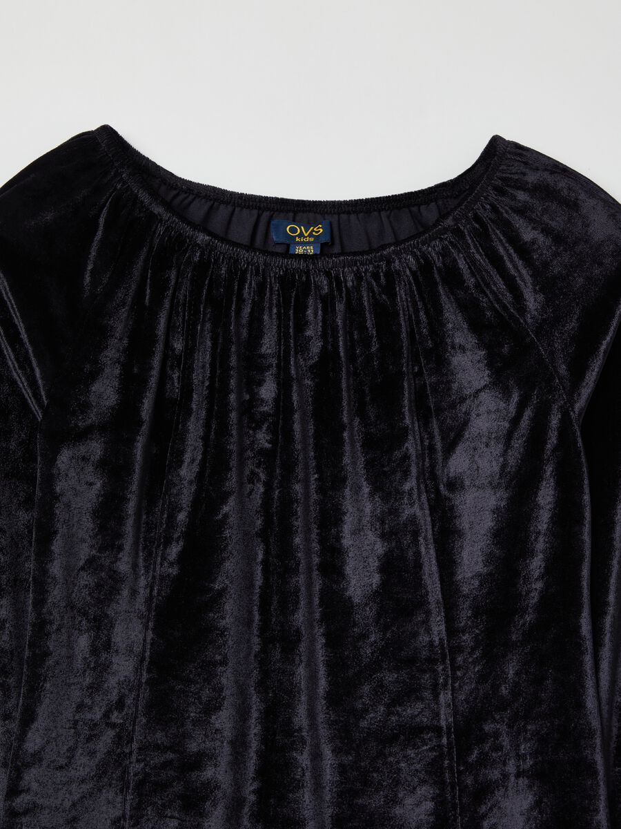 Short dress in velvet with split_2
