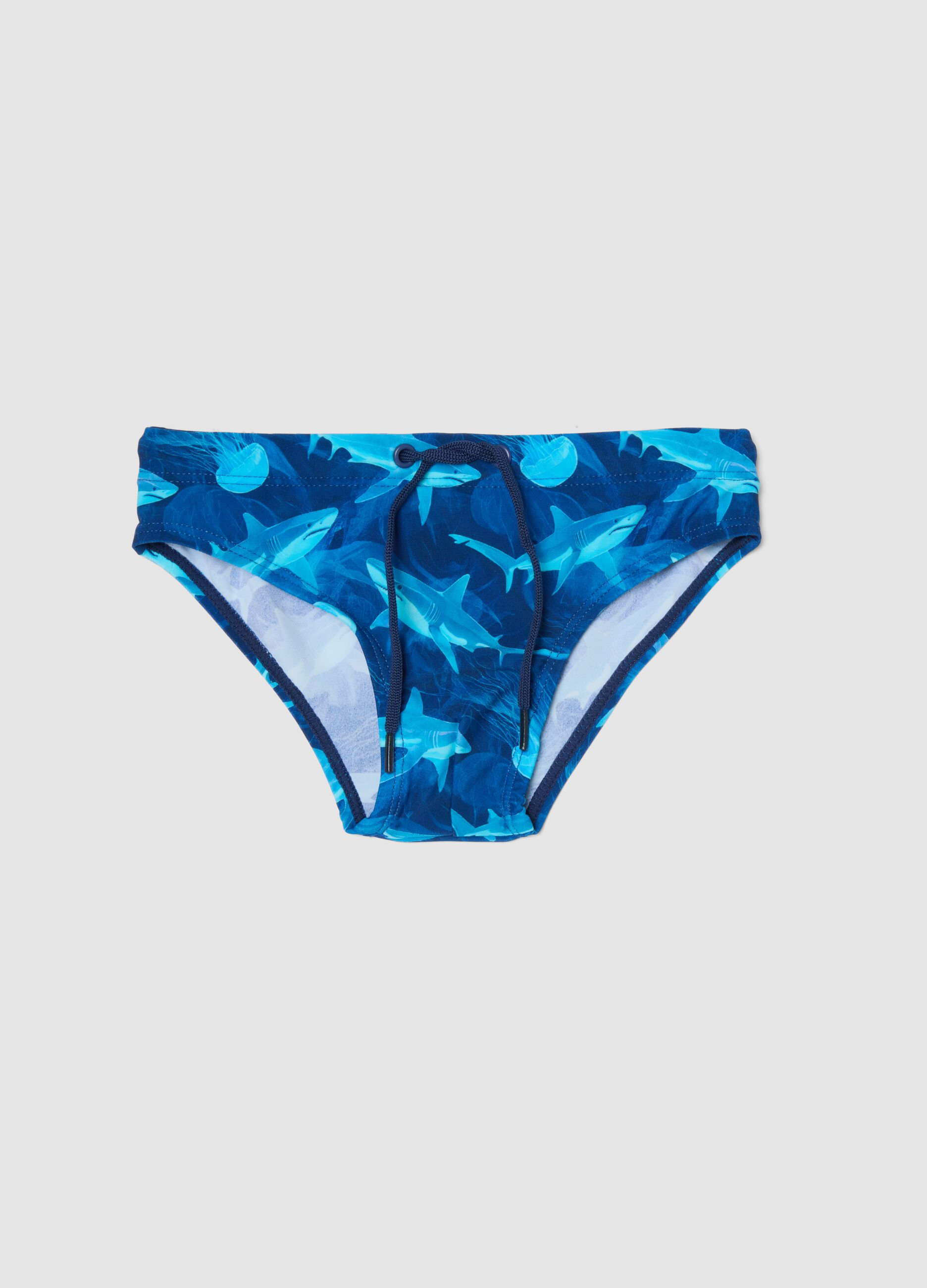 Blaue Bade-Slips aus Stretchmaterial