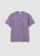 Purple relaxed-fit pure cotton striped T-shirt with embroidered heart_0