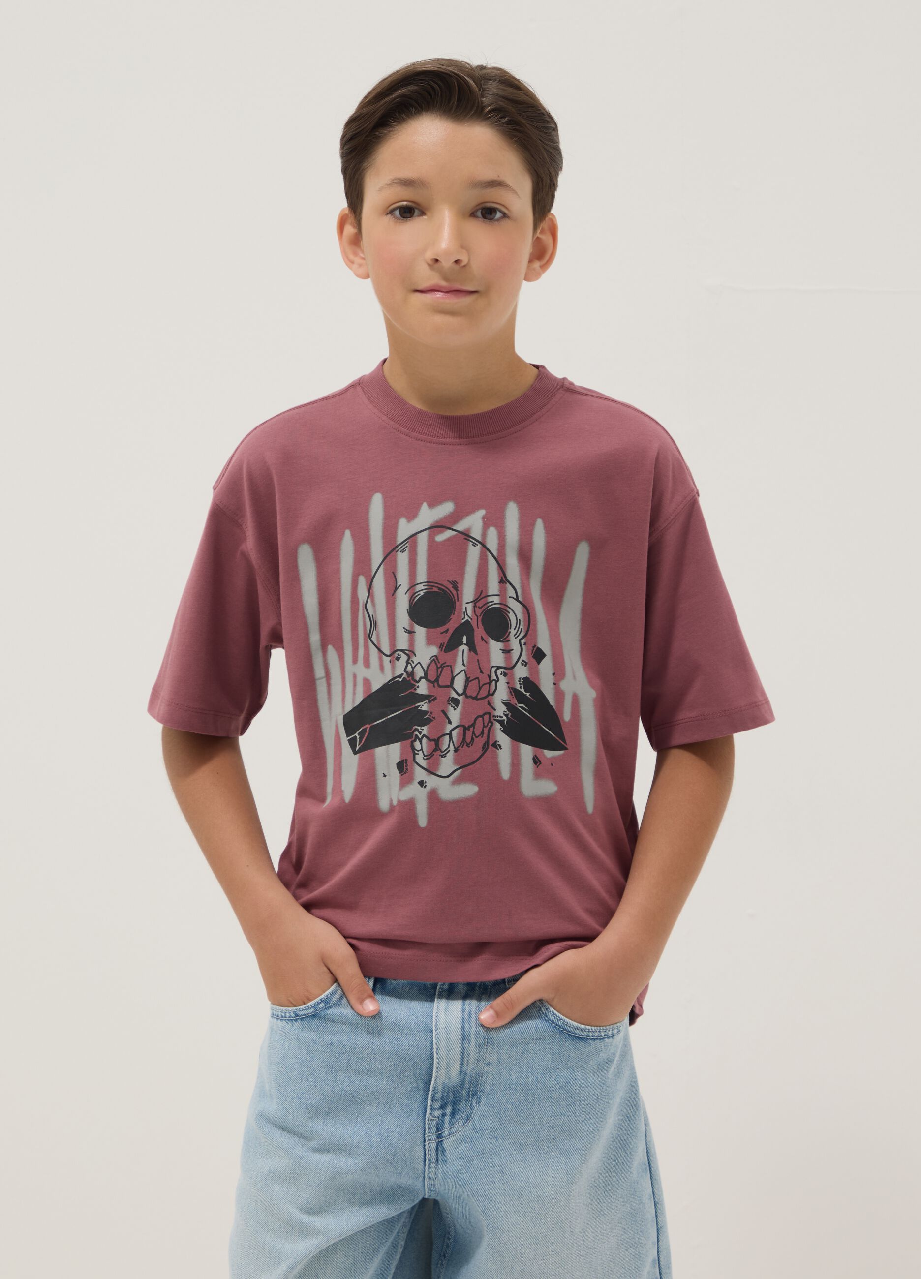 Purple short-sleeve pure cotton T-shirt