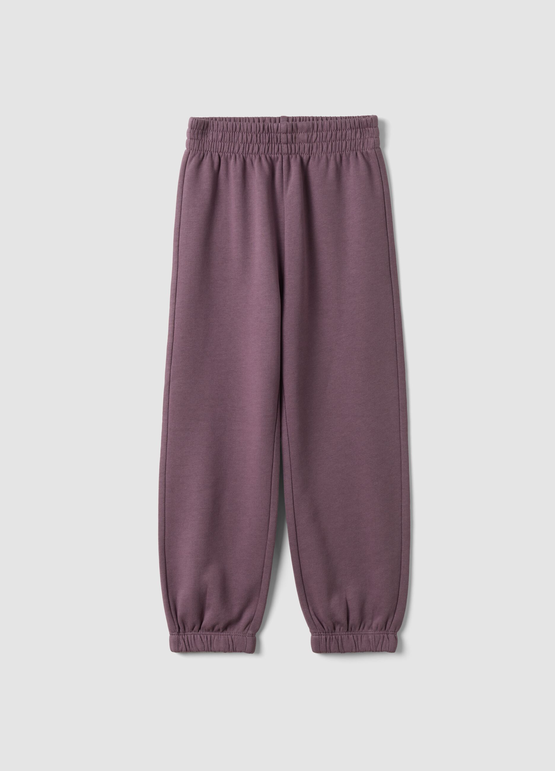 Cal&ccedil;as jogger roxas em fleece 100% algod&atilde;o, corte regular
