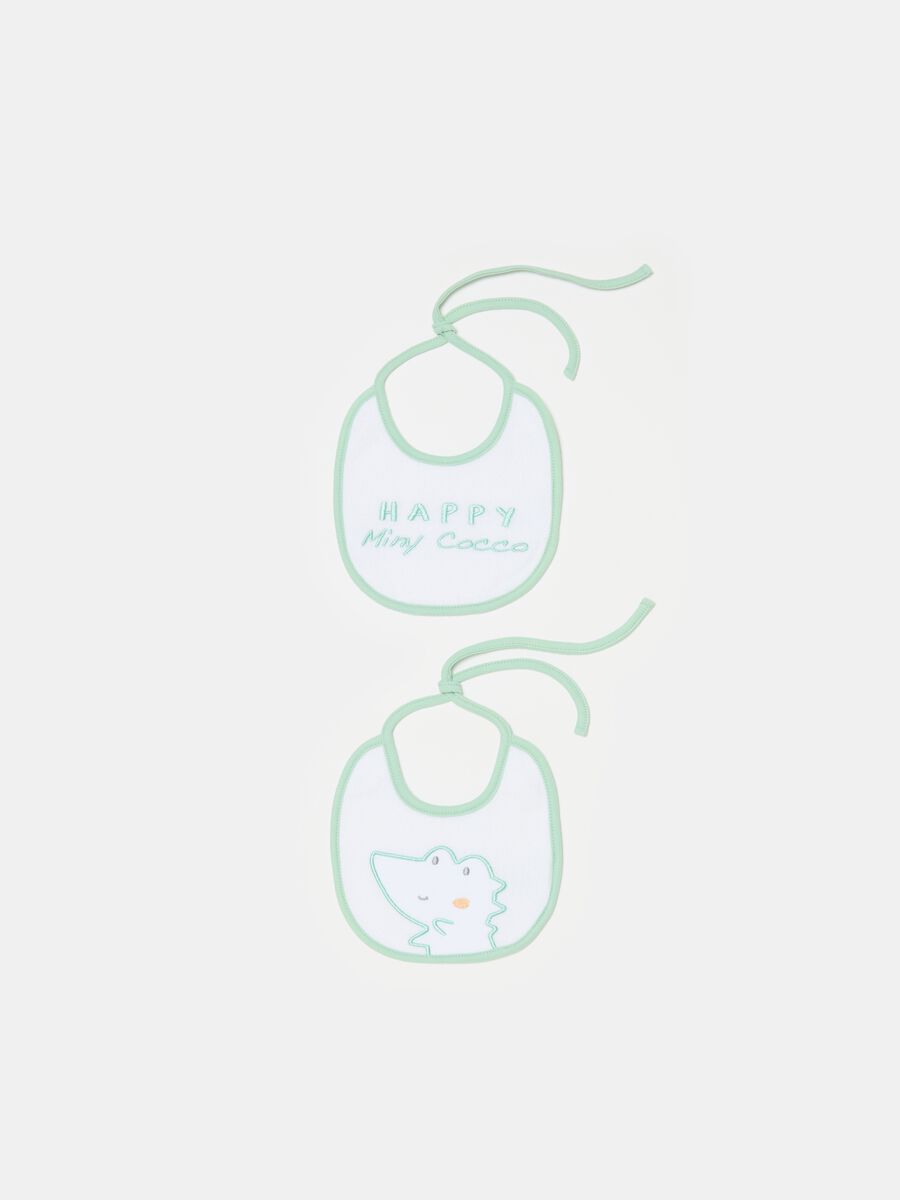 Two-pack organic cotton bibs with embroidery_0