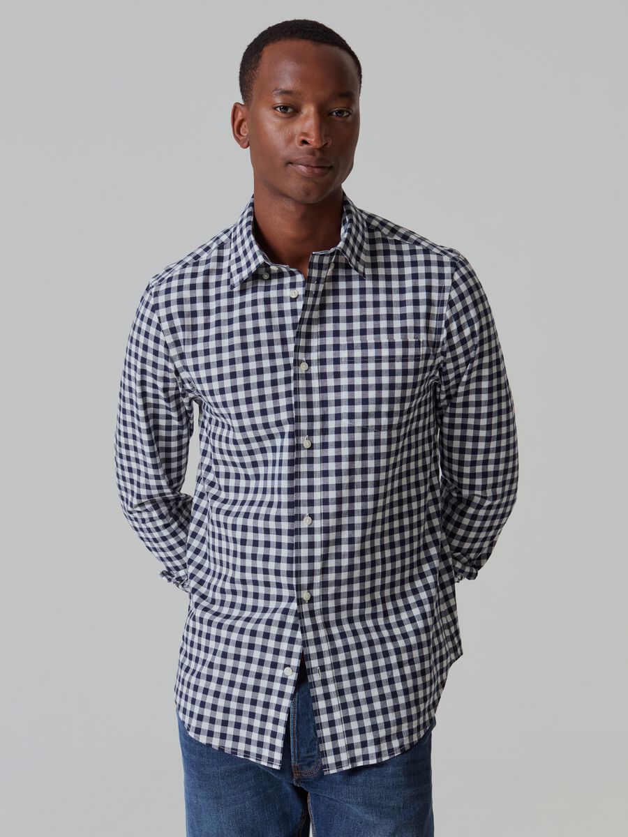 Check cotton shirt with pocket_1