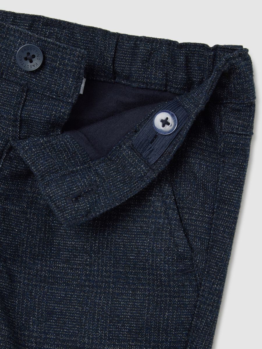 Boys' regular fit blue micro-check trousers_3