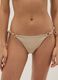 Beige Bikinihose aus Stretchmaterial mit Glitzertextur_1