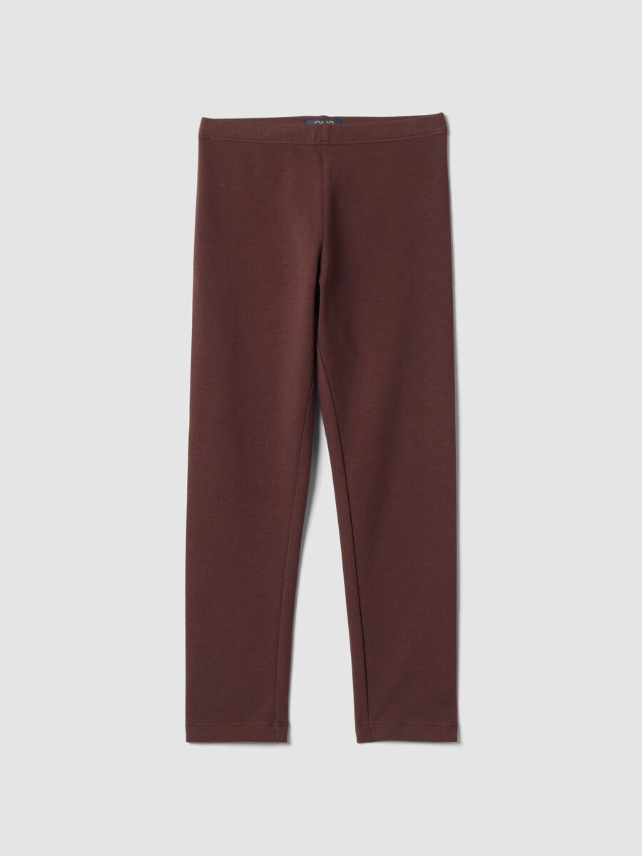 Leggings marroni in cotone elasticizzato skinny fit_0