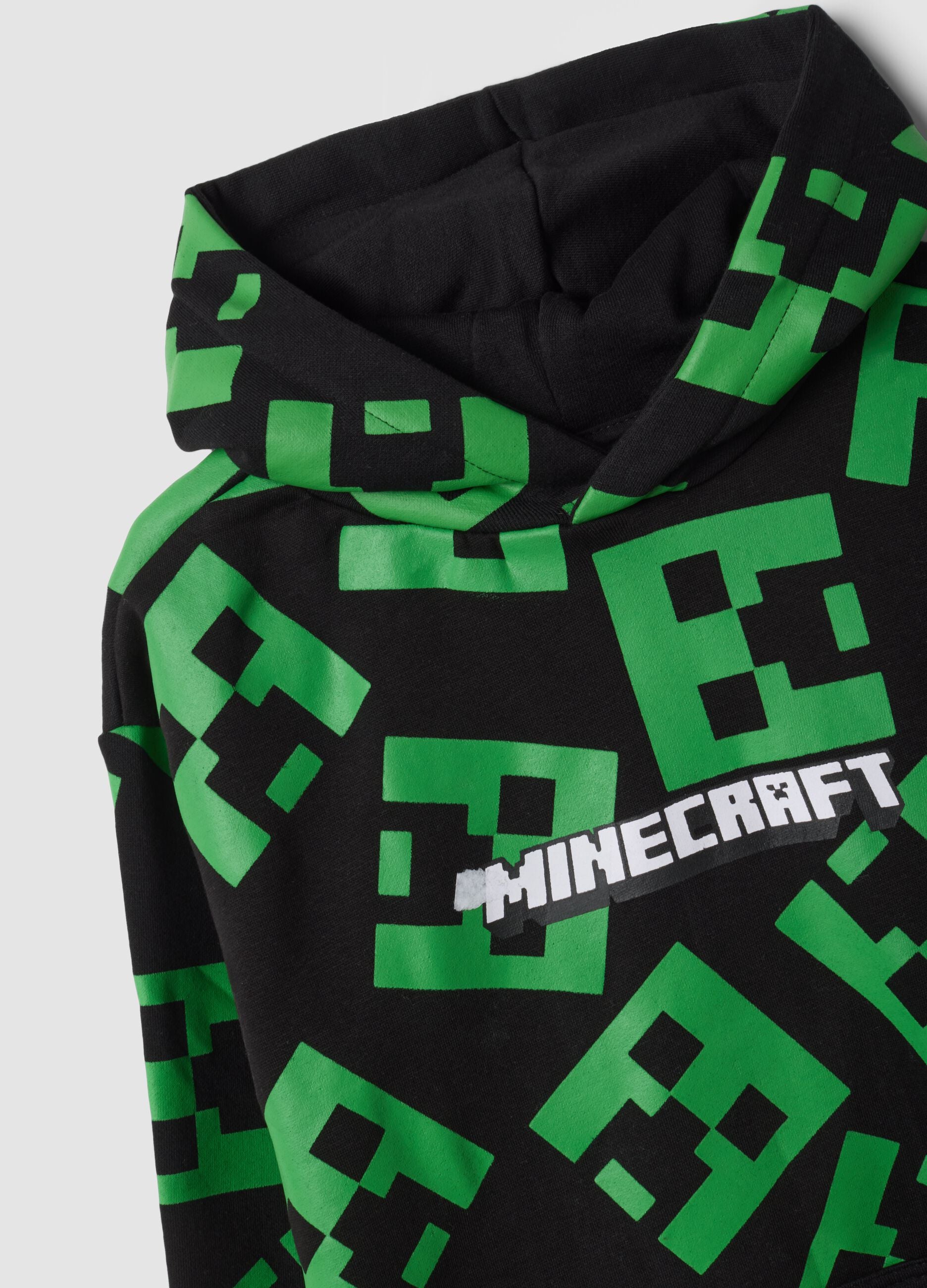 Black Minecraft all-over print cotton-blend oversized hoodie