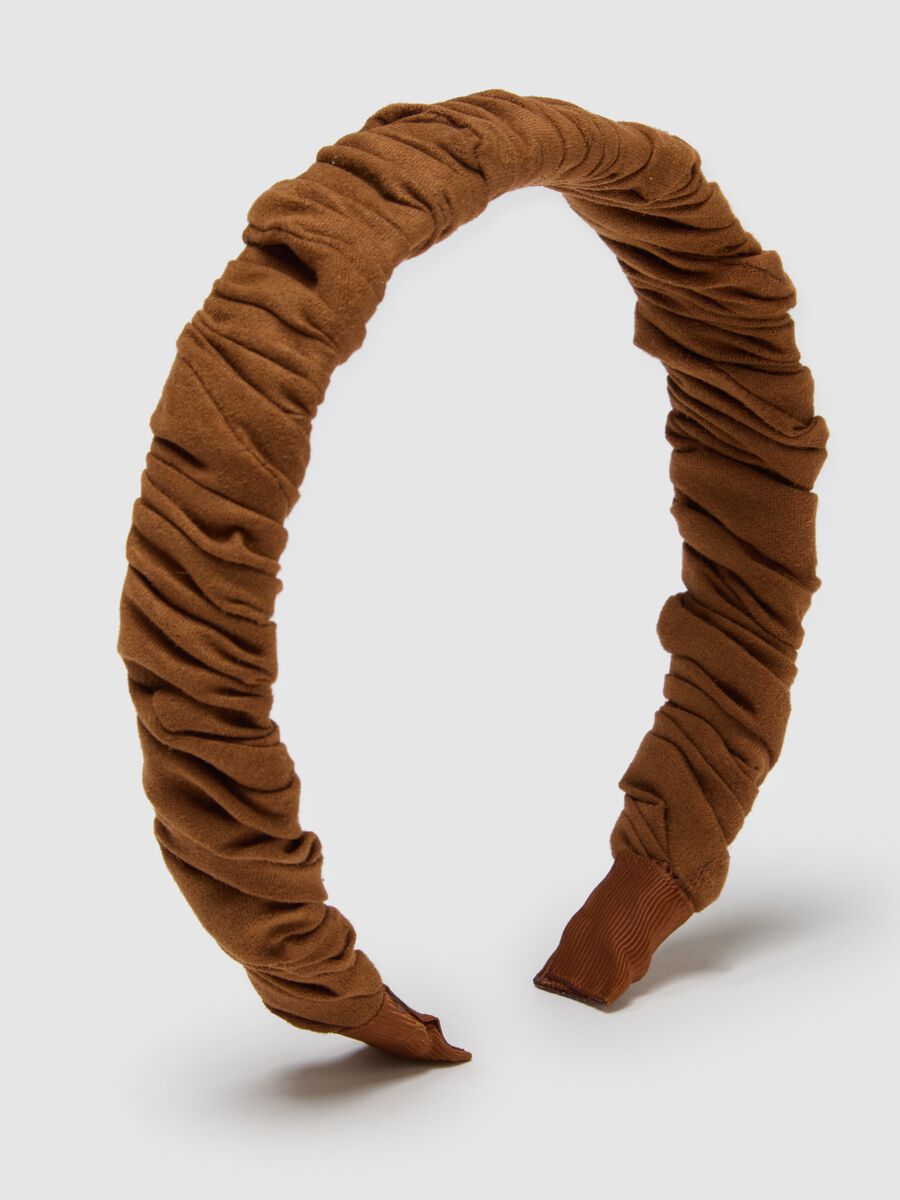 Brown Hairband with Ruched Details_2