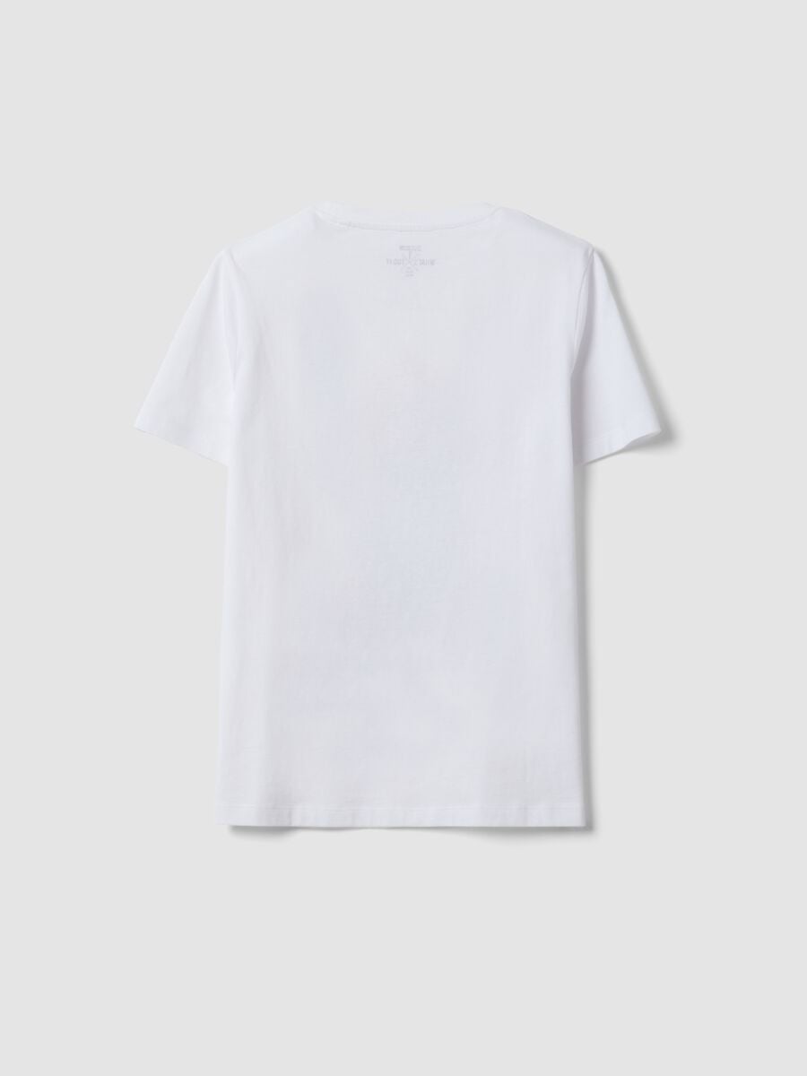 T-shirt bianca in puro cotone jersey e stampa cagnolino regular fit_1