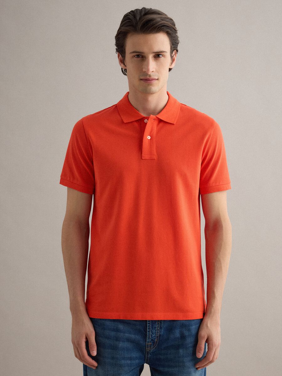 Orange short sleeve pure cotton polo shirt regular fit_2