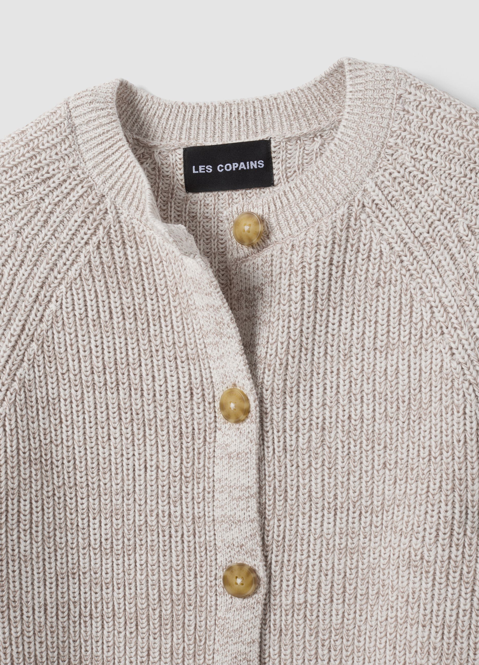 White pure cotton knitted cardigan, regular fit