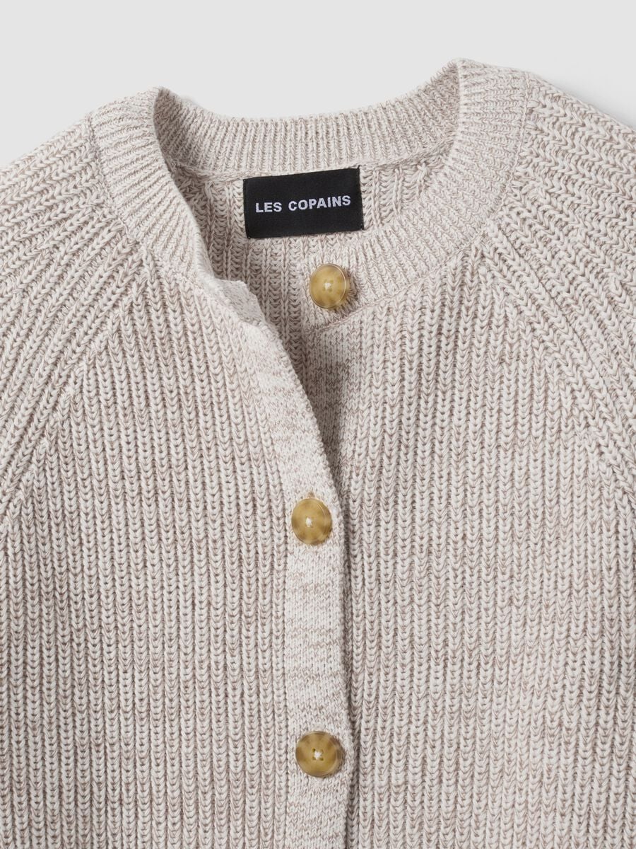 White pure cotton knitted cardigan, regular fit_5