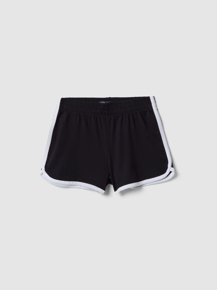 Shorts negros de algod&oacute;n puro para ni&ntilde;a, ajuste slim_3