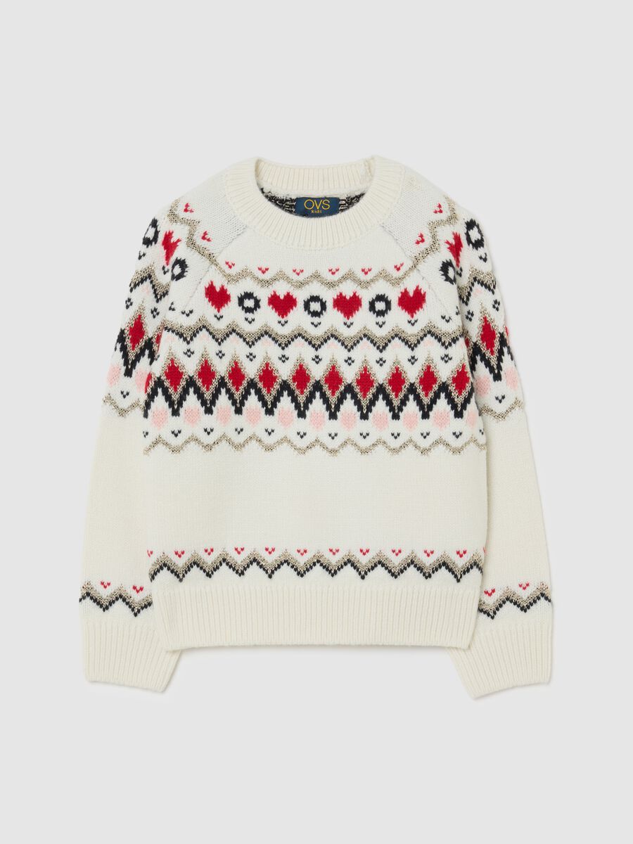 Girls' colourful regular fit sweater with jacquard pattern_0